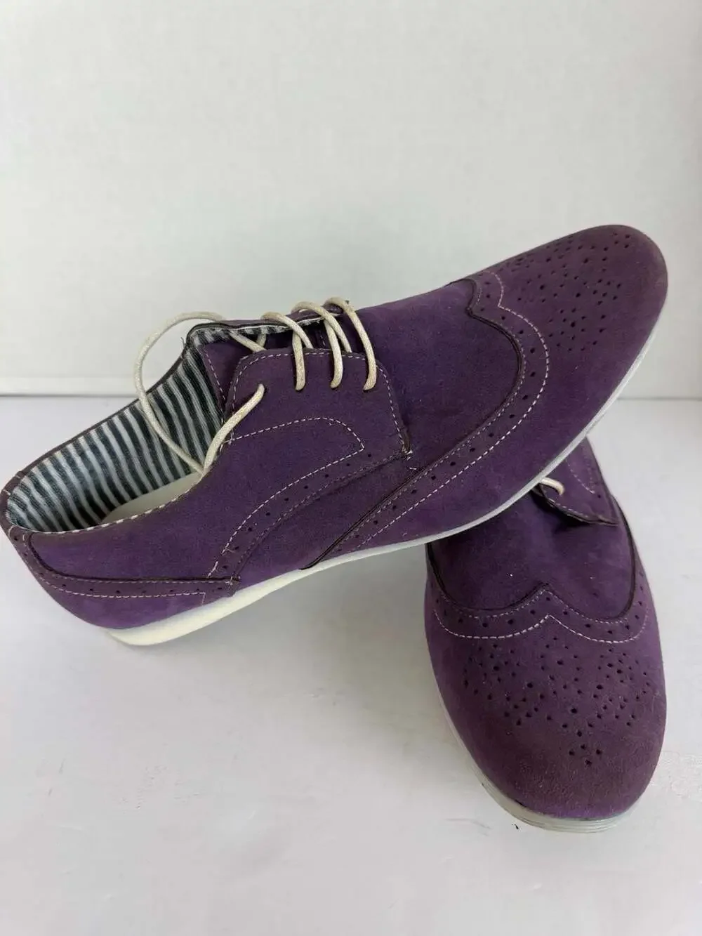 Coronado Purple Suede Wingtip Oxford Brogue Shoes